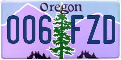 OR license plate 006FZD