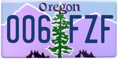 OR license plate 006FZF