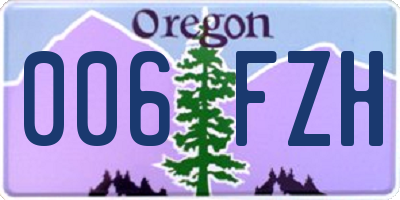 OR license plate 006FZH