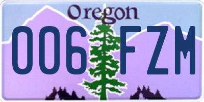 OR license plate 006FZM