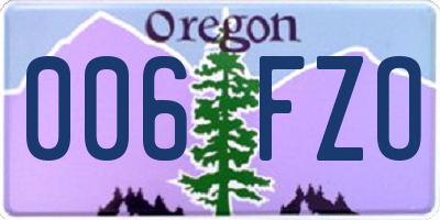 OR license plate 006FZO