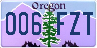 OR license plate 006FZT