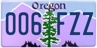 OR license plate 006FZZ