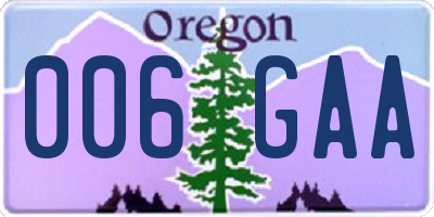 OR license plate 006GAA