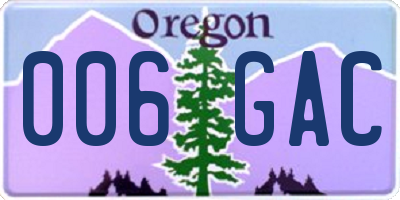 OR license plate 006GAC