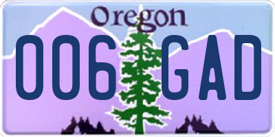 OR license plate 006GAD