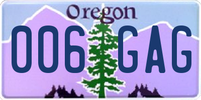 OR license plate 006GAG