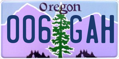 OR license plate 006GAH