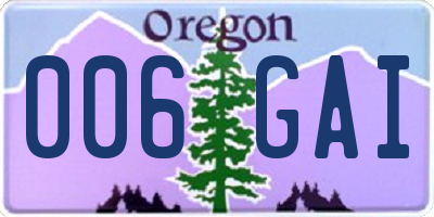 OR license plate 006GAI