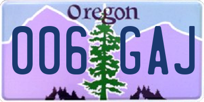 OR license plate 006GAJ