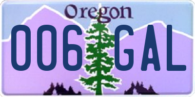 OR license plate 006GAL