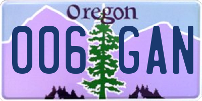 OR license plate 006GAN