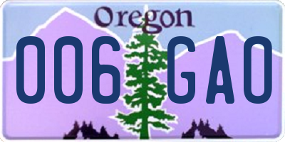 OR license plate 006GAO