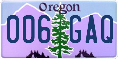 OR license plate 006GAQ