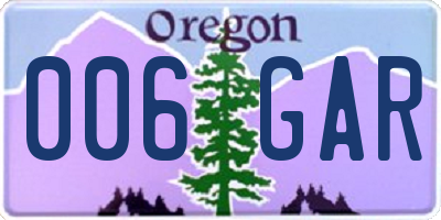 OR license plate 006GAR