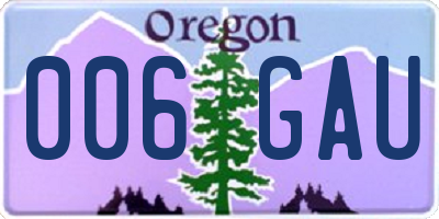 OR license plate 006GAU