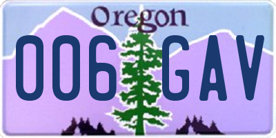 OR license plate 006GAV