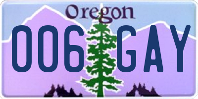 OR license plate 006GAY