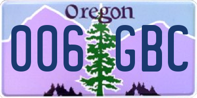 OR license plate 006GBC