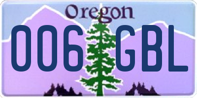 OR license plate 006GBL