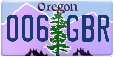 OR license plate 006GBR
