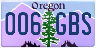 OR license plate 006GBS