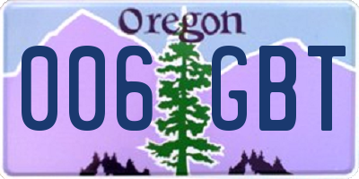 OR license plate 006GBT