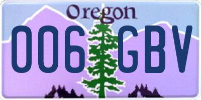 OR license plate 006GBV