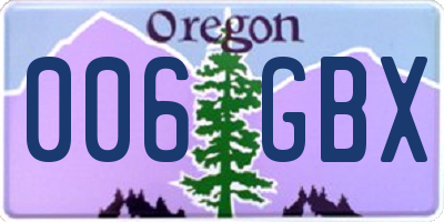 OR license plate 006GBX