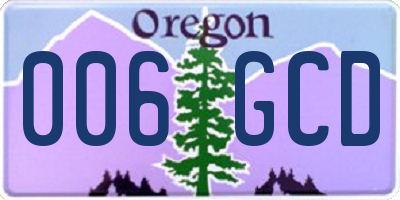 OR license plate 006GCD