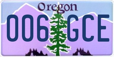OR license plate 006GCE