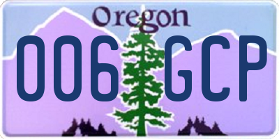 OR license plate 006GCP