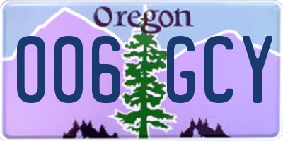OR license plate 006GCY