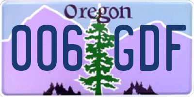 OR license plate 006GDF