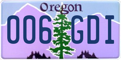 OR license plate 006GDI