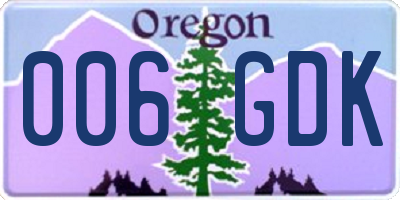 OR license plate 006GDK
