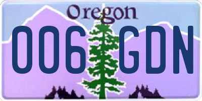 OR license plate 006GDN