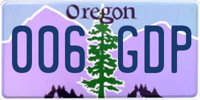 OR license plate 006GDP