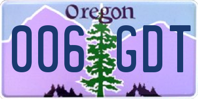 OR license plate 006GDT