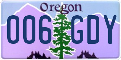 OR license plate 006GDY