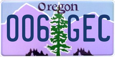 OR license plate 006GEC