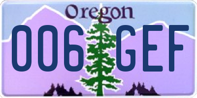 OR license plate 006GEF