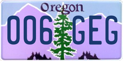 OR license plate 006GEG