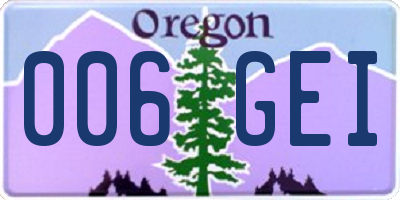 OR license plate 006GEI