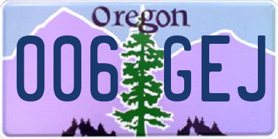 OR license plate 006GEJ