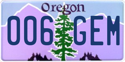 OR license plate 006GEM