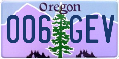 OR license plate 006GEV