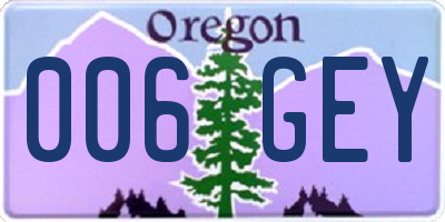 OR license plate 006GEY