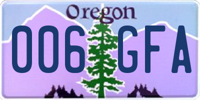 OR license plate 006GFA