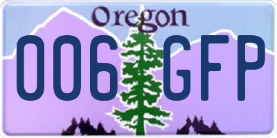 OR license plate 006GFP
